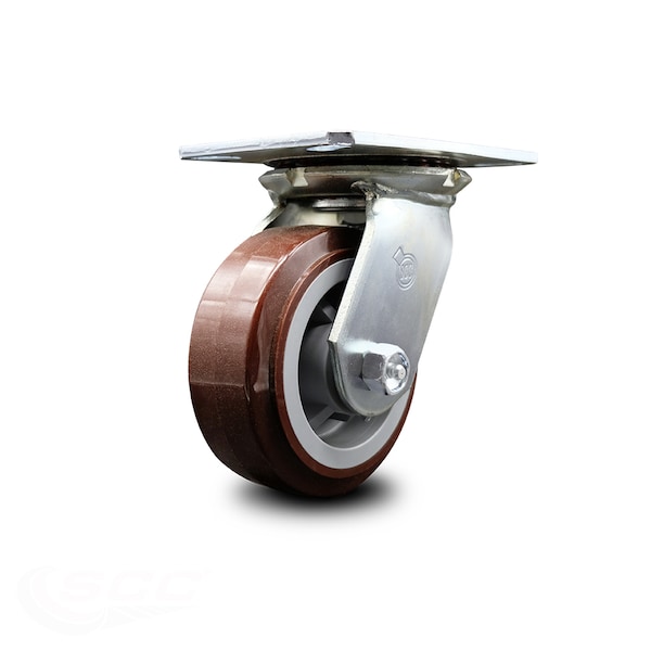 5 Inch Heavy Duty Top Plate Polyurethane Swivel Caster with Ball Bearing SCC